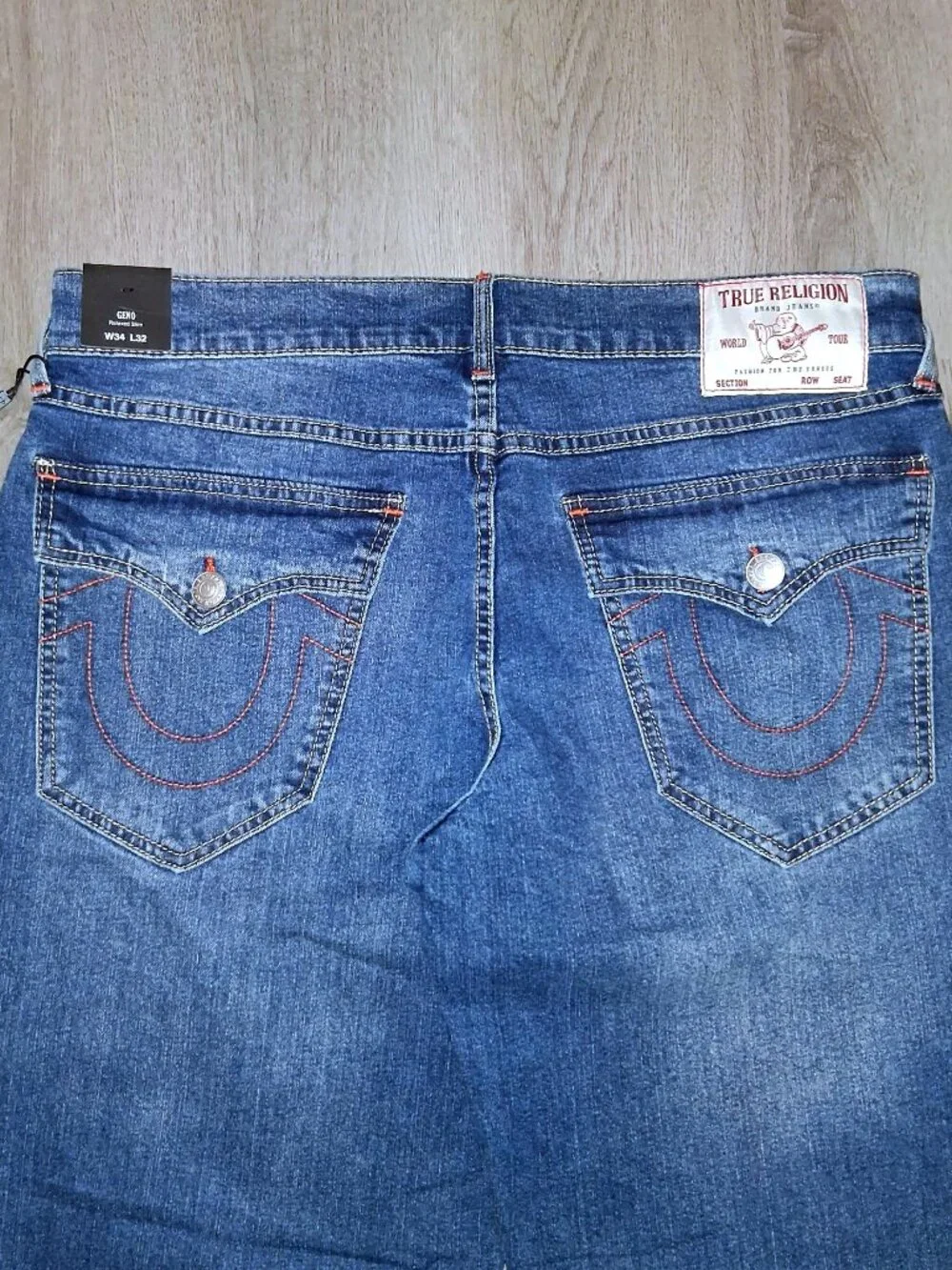 True Religion Geno Relaxed Slim Jeans Men's Size W34 x L32 Flap Back Pockets